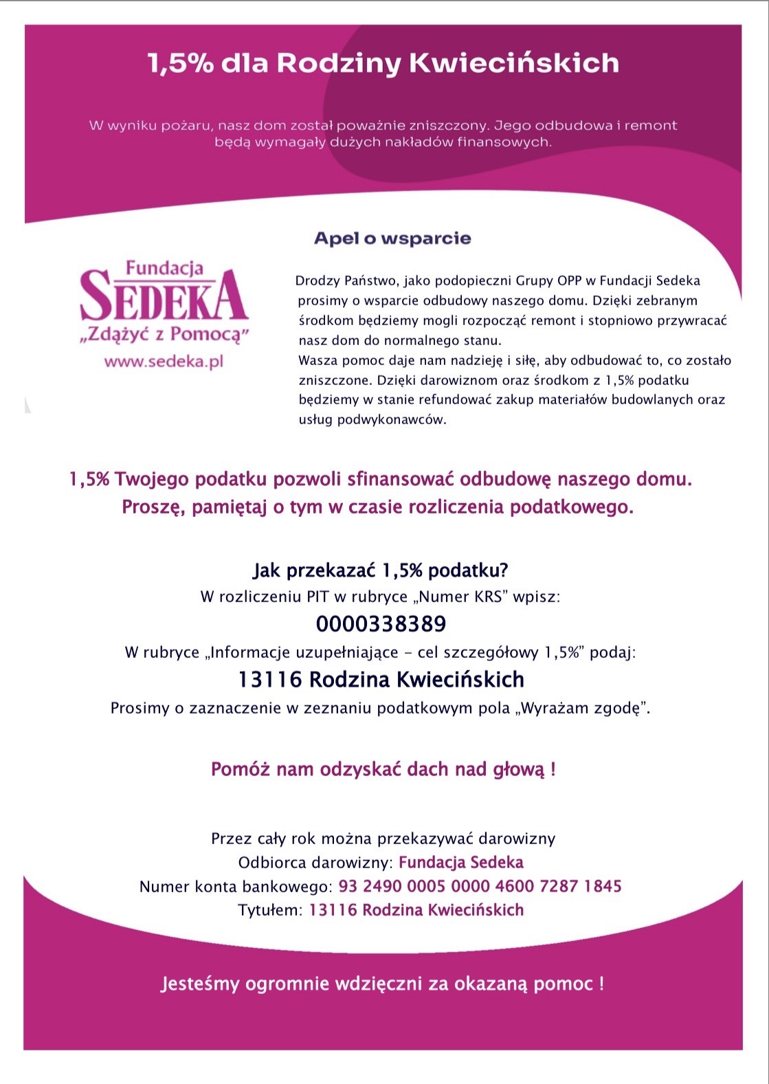 Apel o wsparcie dla naszego ucznia
